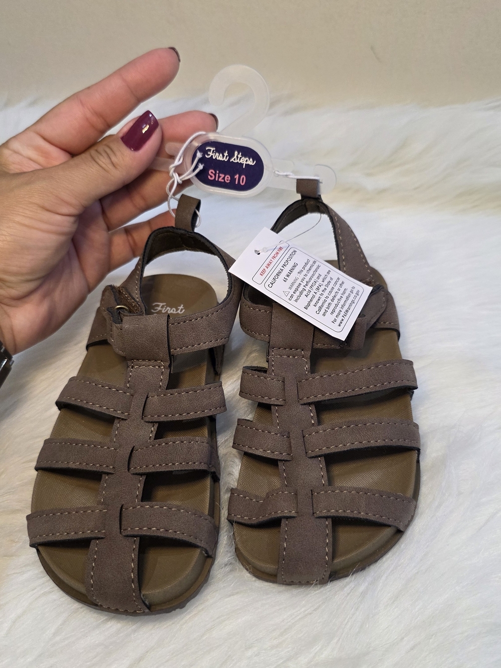 Kids Brown Strappy Sandals - Size 10